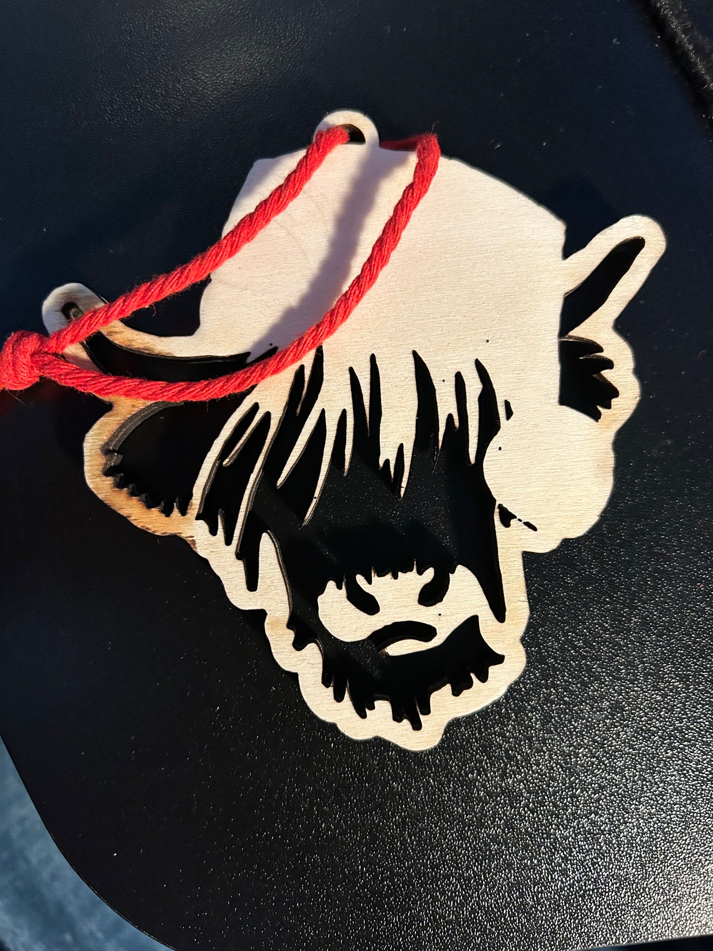 Santa Hat Highland Cow Christmas Ornament