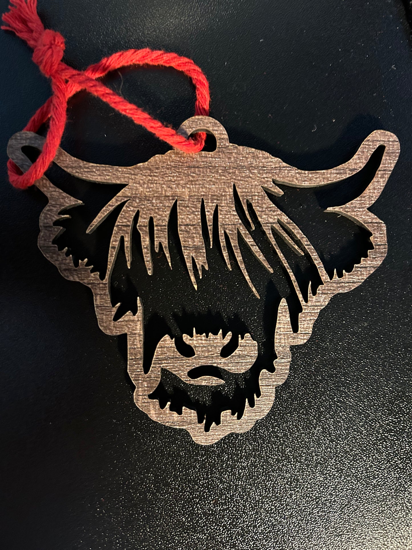 Highland Cow Christmas Ornament.