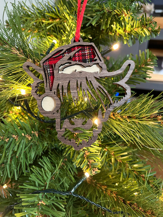 Santa Hat Highland Cow Christmas Ornament